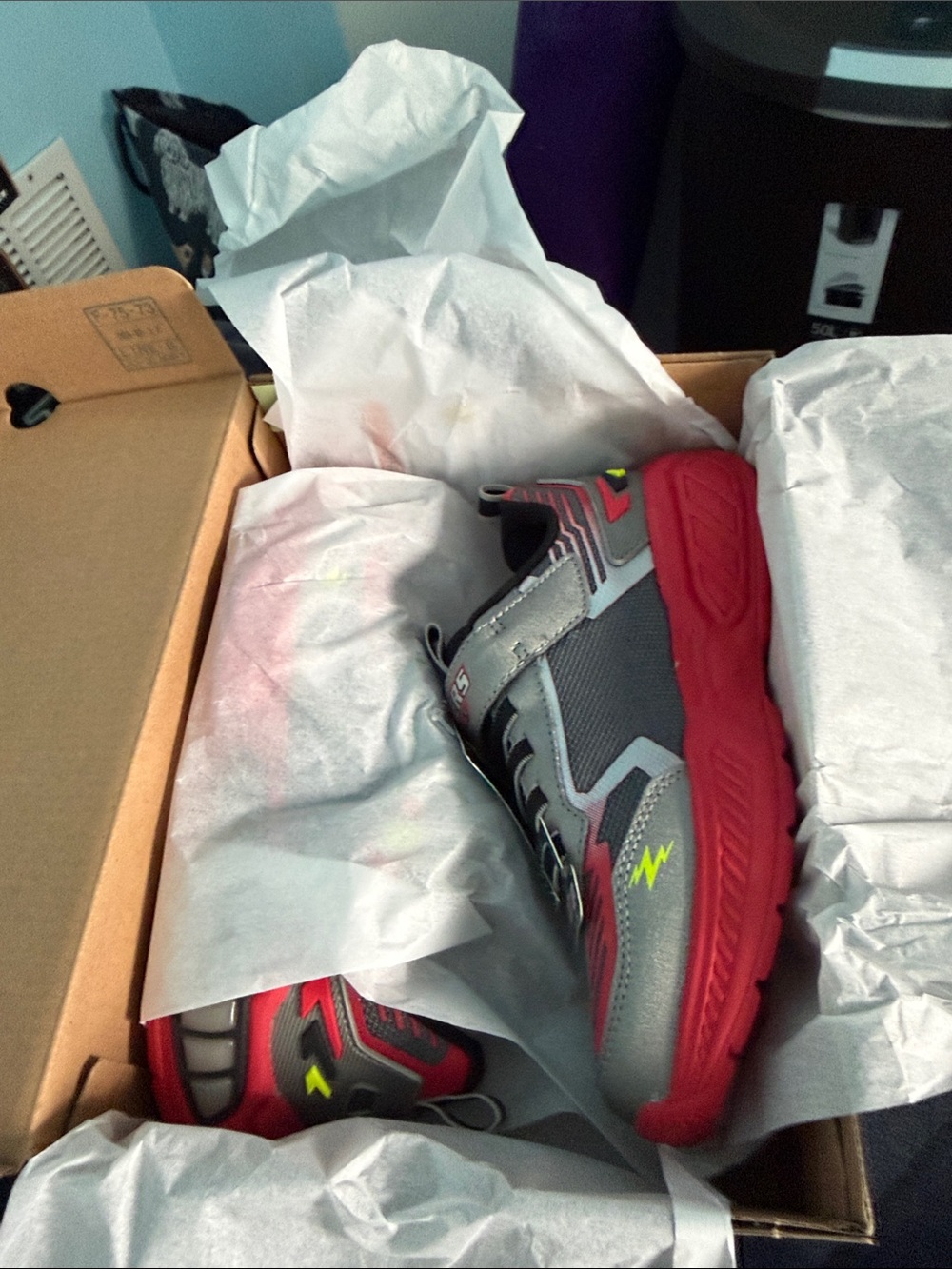 Kids sketchers Gray and Red Athletic Sneakers - Lightning Accent size 2